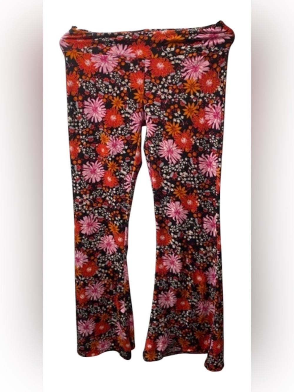 Spirit Halloween Retro Hippie Stretch Floral Bellbottom Leggings Pants Size M